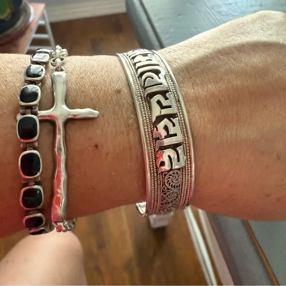 Mantra  Sterling Silver Cuff Bracelet